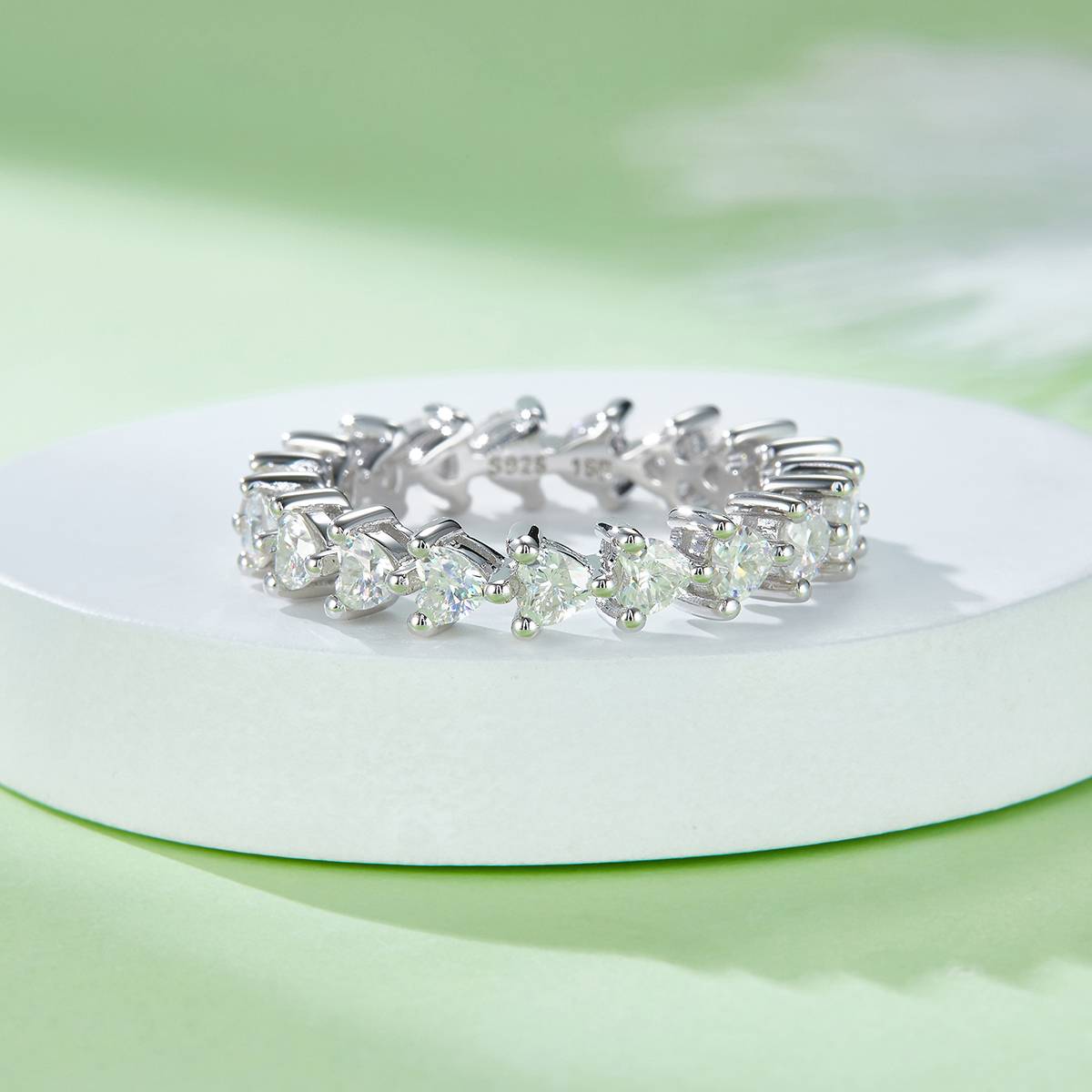 Heart Full Body Ring S925 Silver Plated Platinum Moissanite Women's Ring 2.0 Carat D-Class